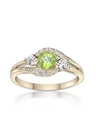 5/8 ct. t.w. Peridot and Created White Sapphire Ring Gold Plated Sterling Silver