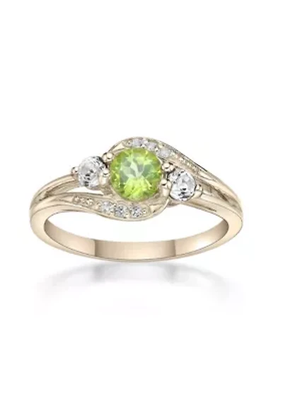 5/8 ct. t.w. Peridot and Created White Sapphire Ring Gold Plated Sterling Silver