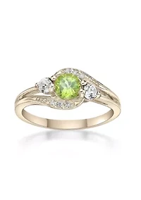 5/8 ct. t.w. Peridot and Created White Sapphire Ring Gold Plated Sterling Silver