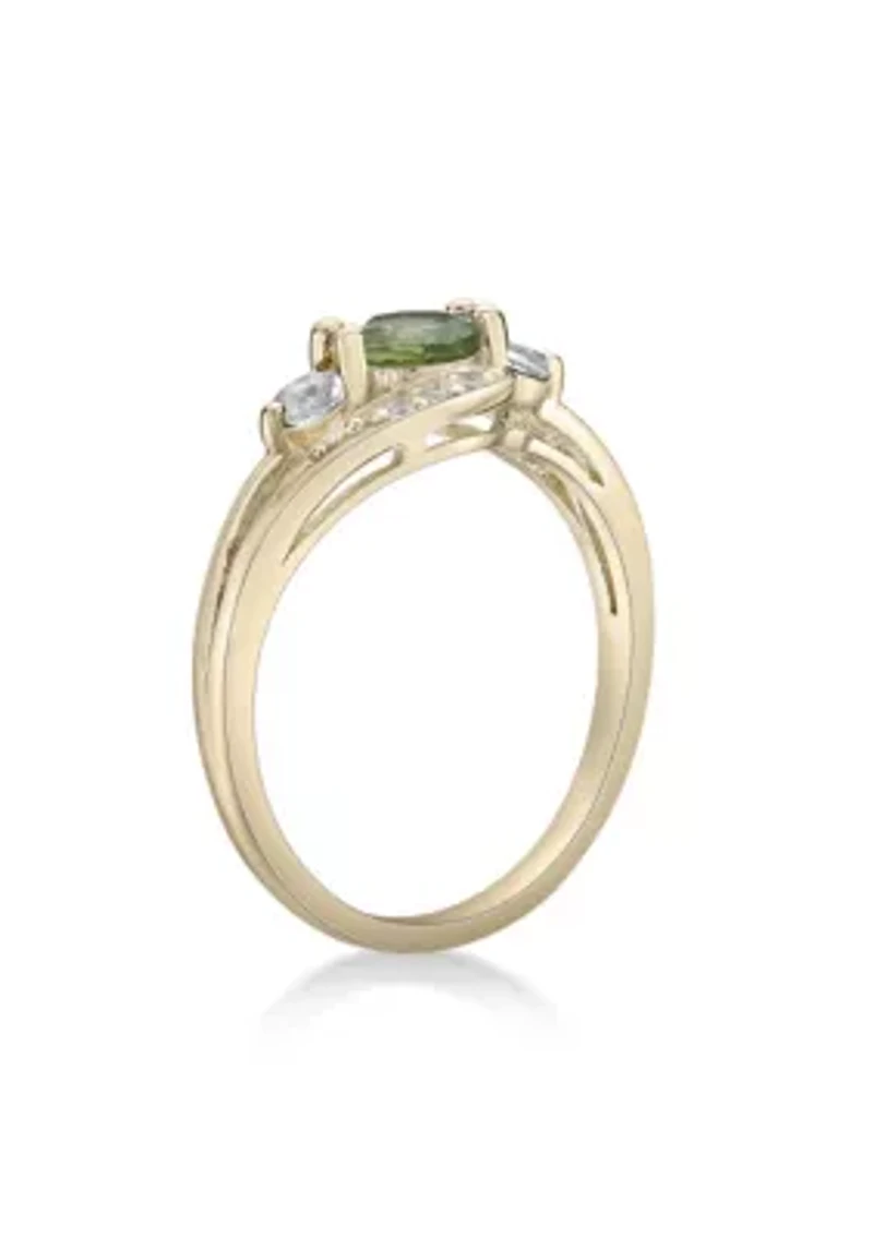 5/8 ct. t.w. Peridot and Created White Sapphire Ring Gold Plated Sterling Silver