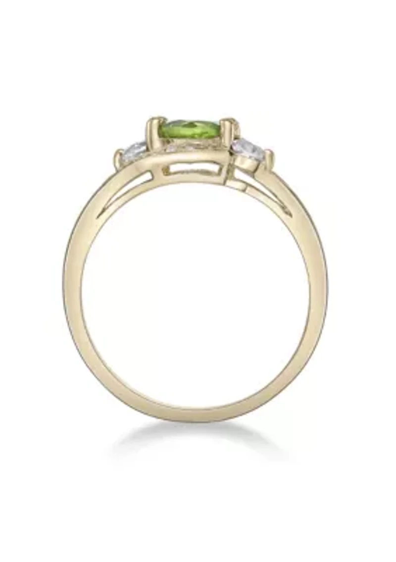 5/8 ct. t.w. Peridot and Created White Sapphire Ring Gold Plated Sterling Silver