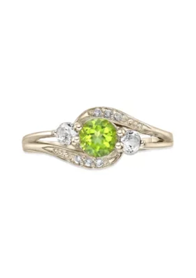 5/8 ct. t.w. Peridot and Created White Sapphire Ring Gold Plated Sterling Silver
