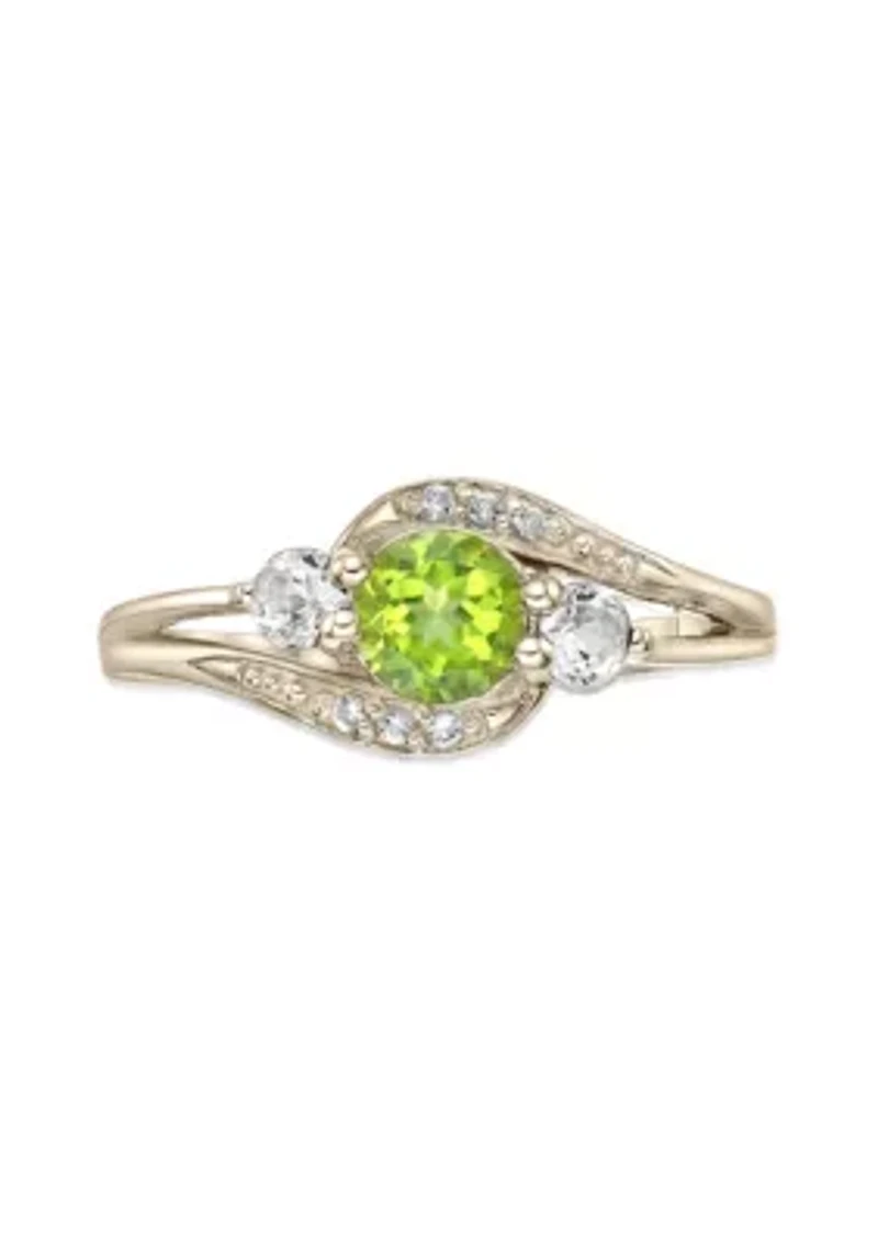5/8 ct. t.w. Peridot and Created White Sapphire Ring Gold Plated Sterling Silver