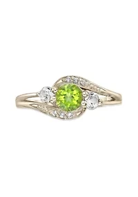5/8 ct. t.w. Peridot and Created White Sapphire Ring Gold Plated Sterling Silver
