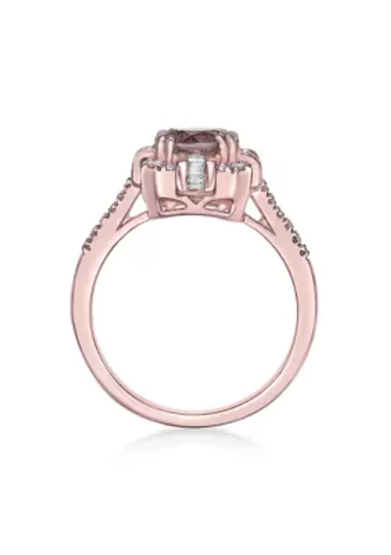 1 1/3 ct. t.w. Morganite and 1/4 Diamond RIng 10K Rose Gold