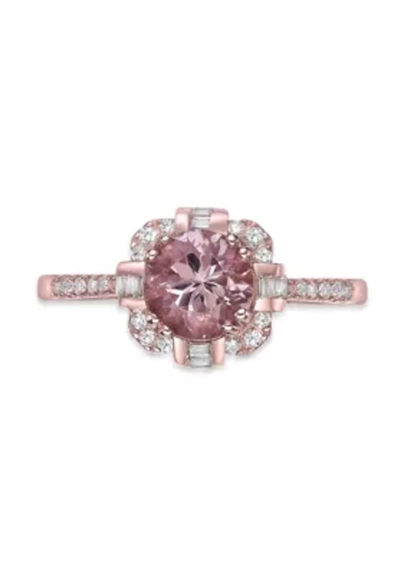 1 1/3 ct. t.w. Morganite and 1/4 Diamond RIng 10K Rose Gold