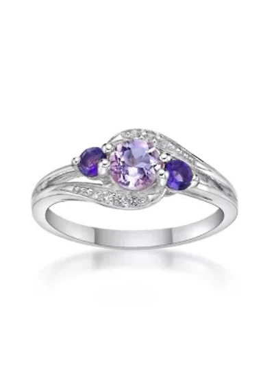 Lab Created 5/8 ct. t.w. Amethyst and White Sapphire Ring Sterling Silver