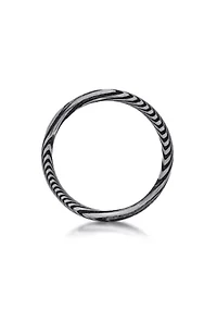 Damascus Steel Ring With Cubic Zirconia and Black Ip