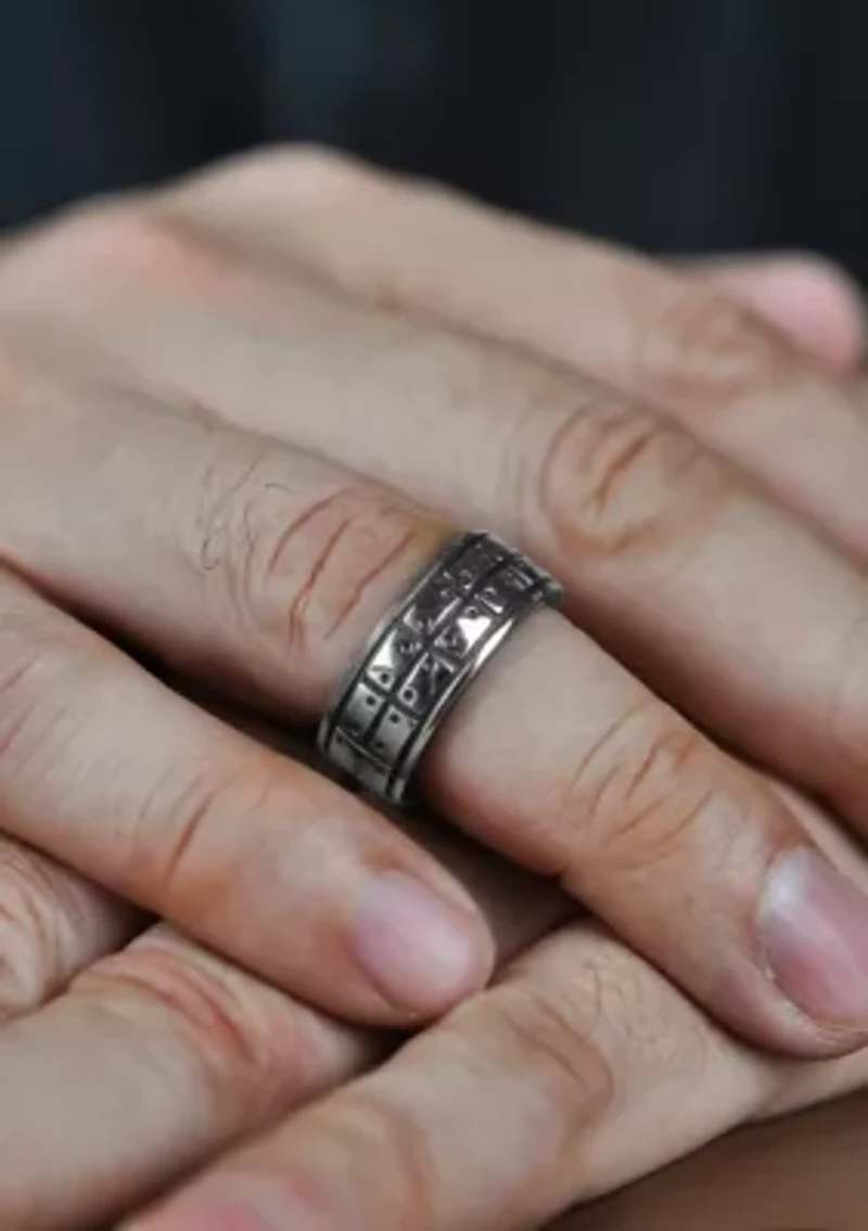 Stainless Steel Ring With Black Ip