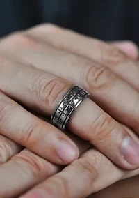 Stainless Steel Ring With Black Ip