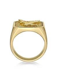 Stainless Steel Ring with Cubic Zirconia and Goldtone Ion Plating - 20MM