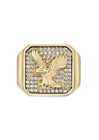 Stainless Steel Ring with Cubic Zirconia and Goldtone Ion Plating - 20MM