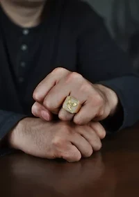 Stainless Steel Ring with Cubic Zirconia and Goldtone Ion Plating - 20MM