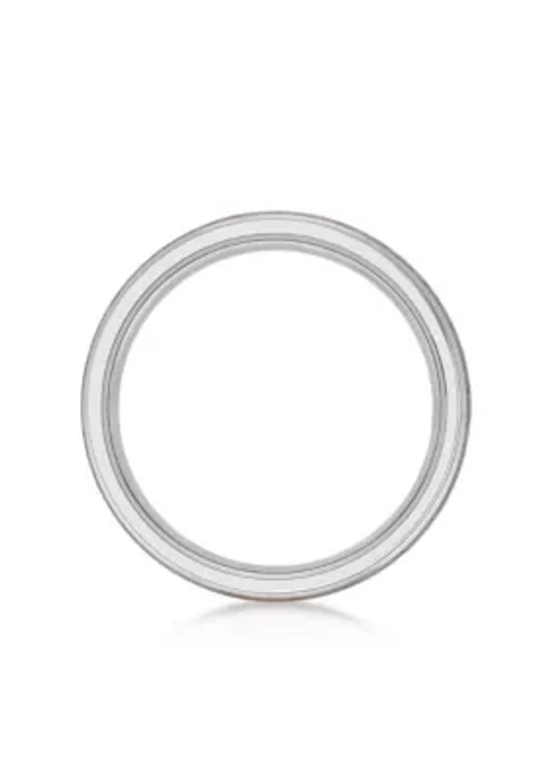 Stainless Steel Ring With Whisky Barrel Wood Inlay And Clear Resin