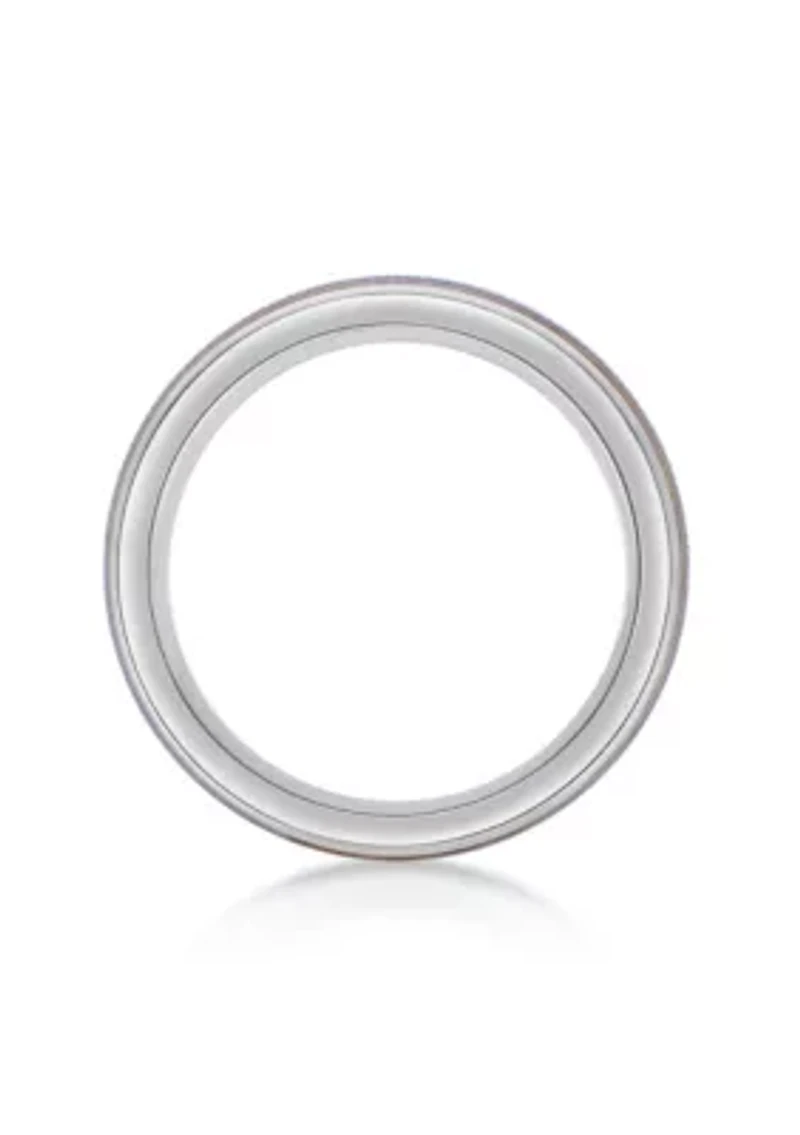 Stainless Steel Ring With Whisky Barrel Wood Inlay And Clear Resin