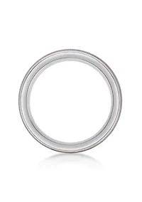 Stainless Steel Ring With Whisky Barrel Wood Inlay And Clear Resin
