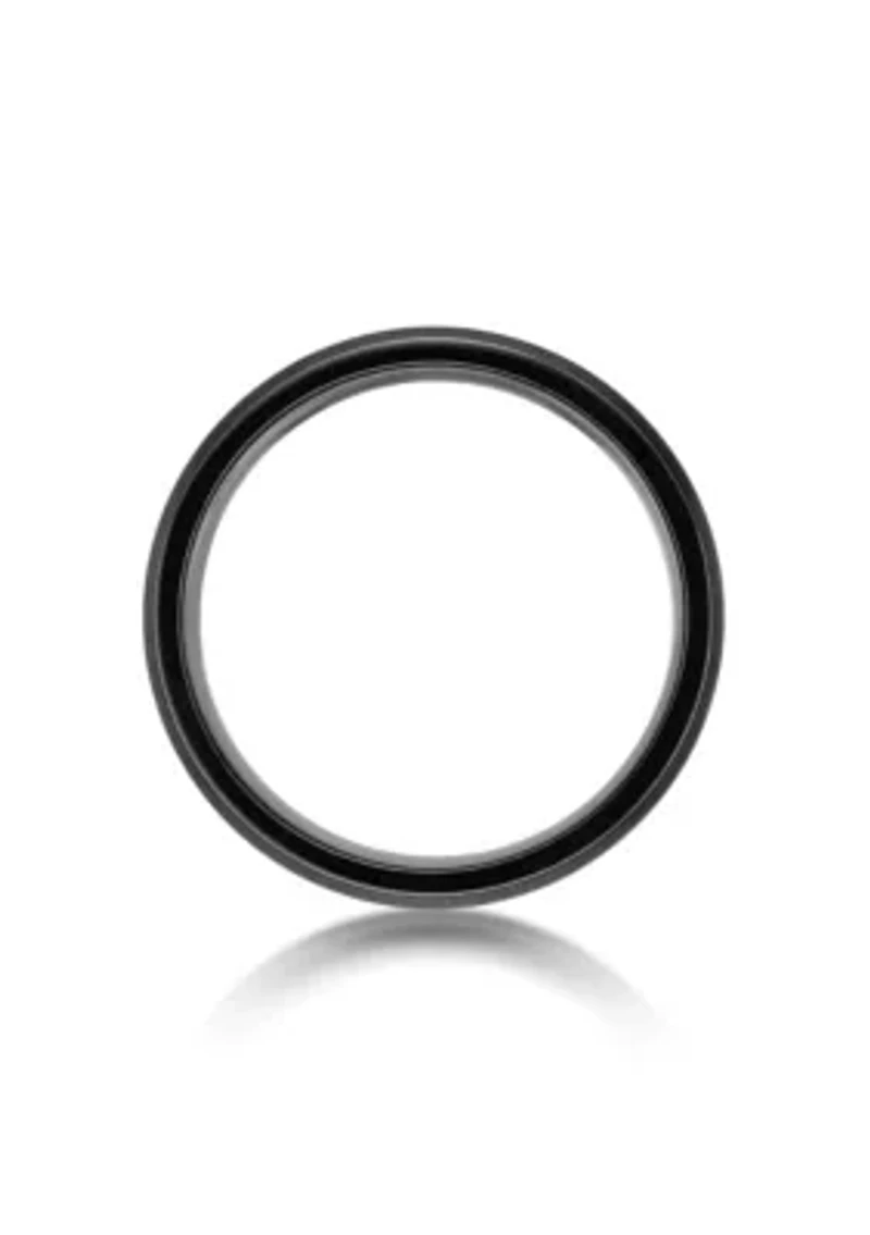 Black Zirconium Ring With Abalone Shell Inlay