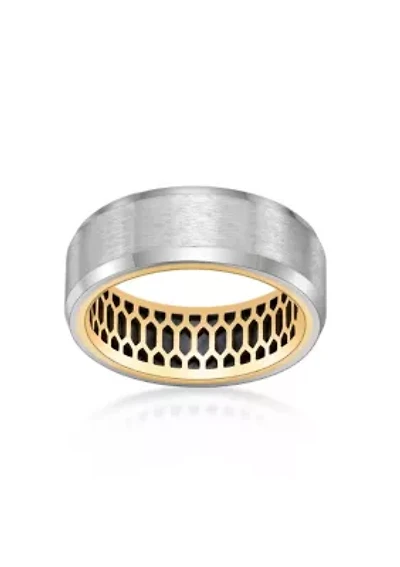 Stainless Steel With Black Carbon Fiber Sheet Inlay And Gold Tone Ip