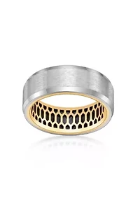 Stainless Steel With Black Carbon Fiber Sheet Inlay And Gold Tone Ip