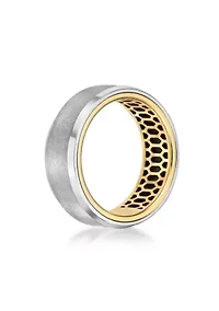 Stainless Steel With Black Carbon Fiber Sheet Inlay And Gold Tone Ip