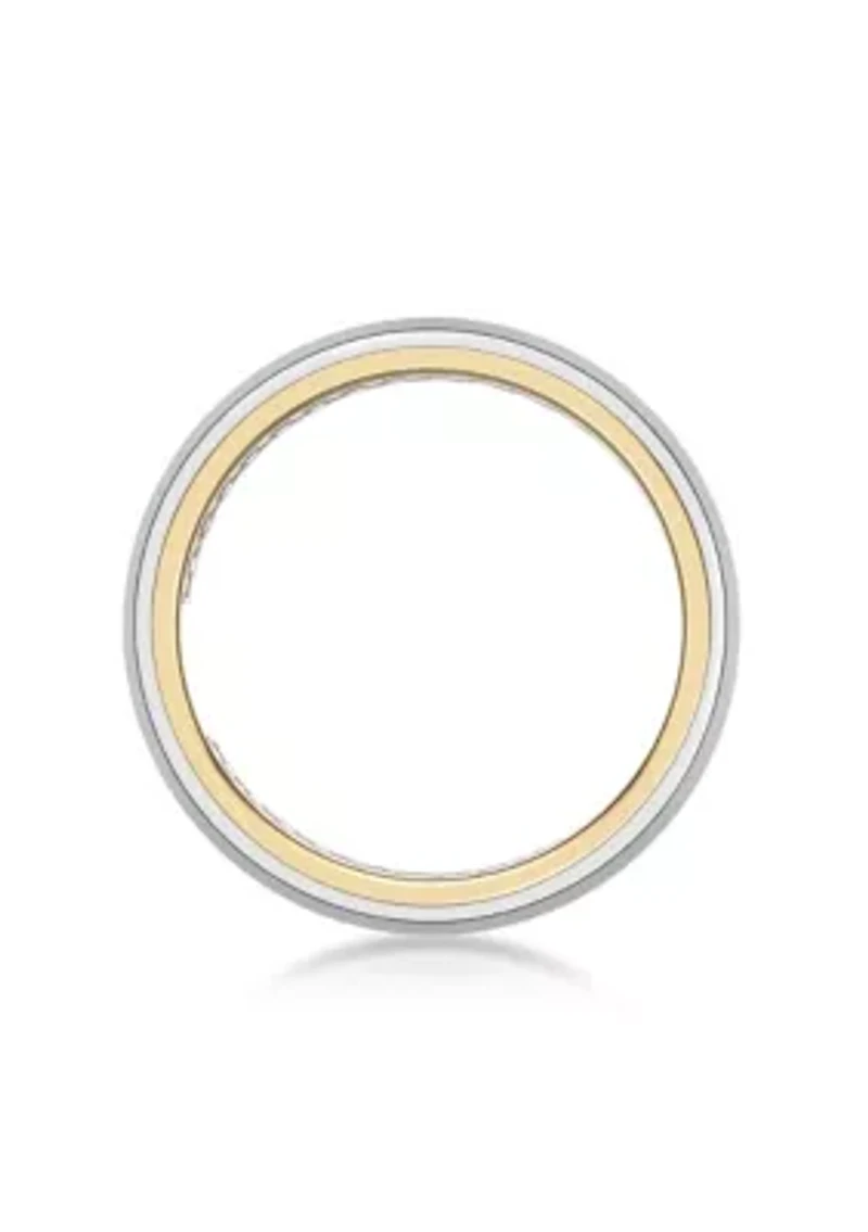 Stainless Steel With Black Carbon Fiber Sheet Inlay And Gold Tone Ip