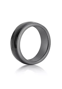 Black Zirconium Ring with Wood Sheet Inlay - 8MM