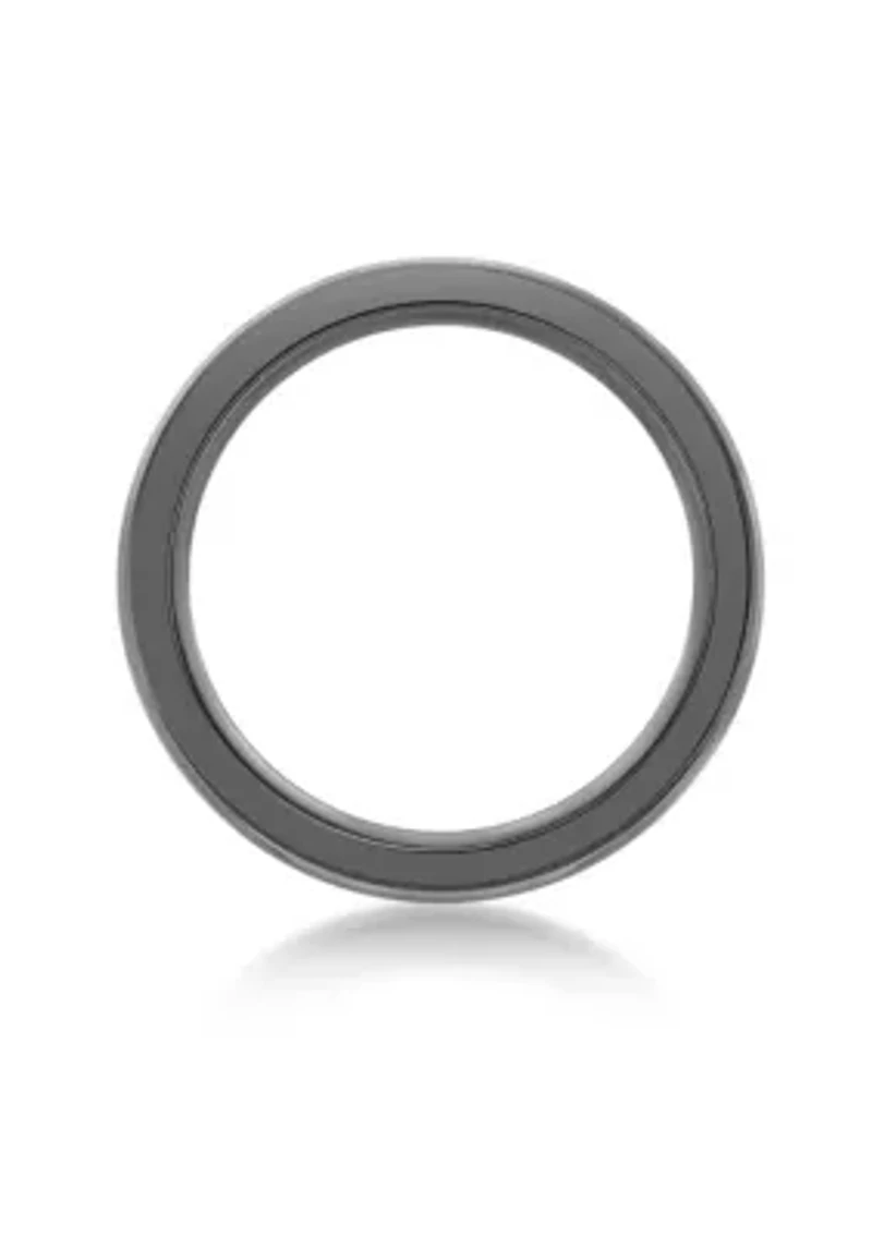 Black Zirconium Ring with Wood Sheet Inlay - 8MM