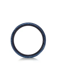 Damascus Steel Ring With Carbon Fiber Sleeve