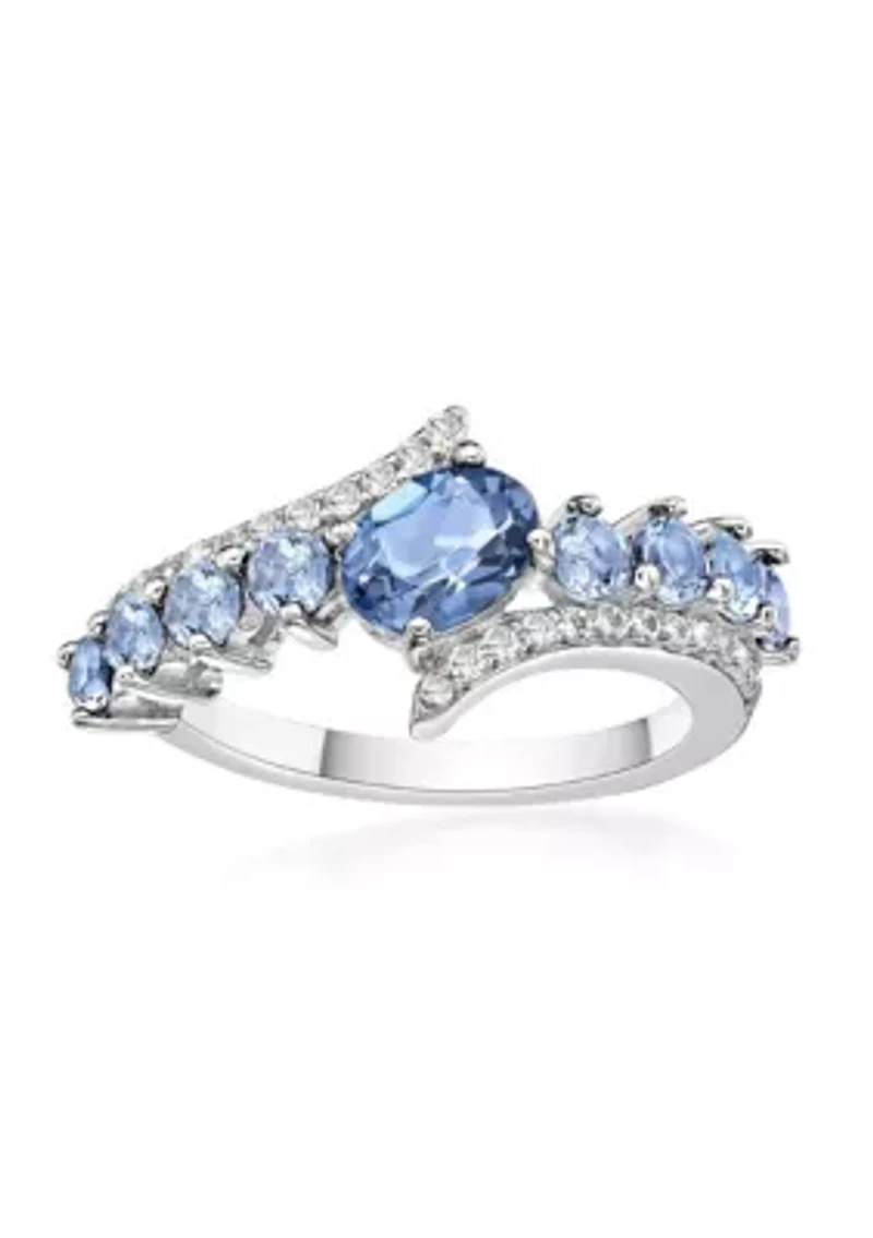 1 ct. t.w. Blue Topaz and White Ring Sterling Silver