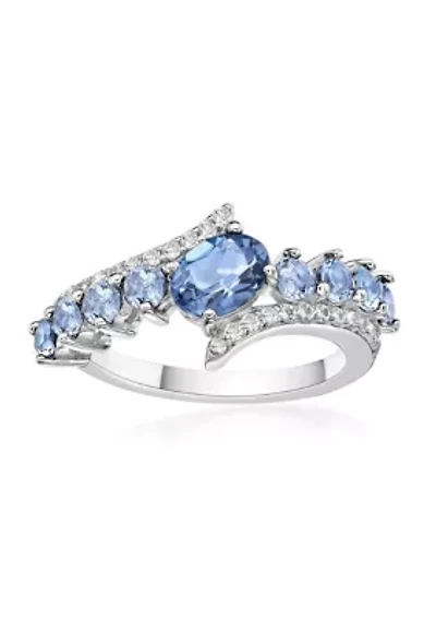1 ct. t.w. Blue Topaz and White Ring Sterling Silver