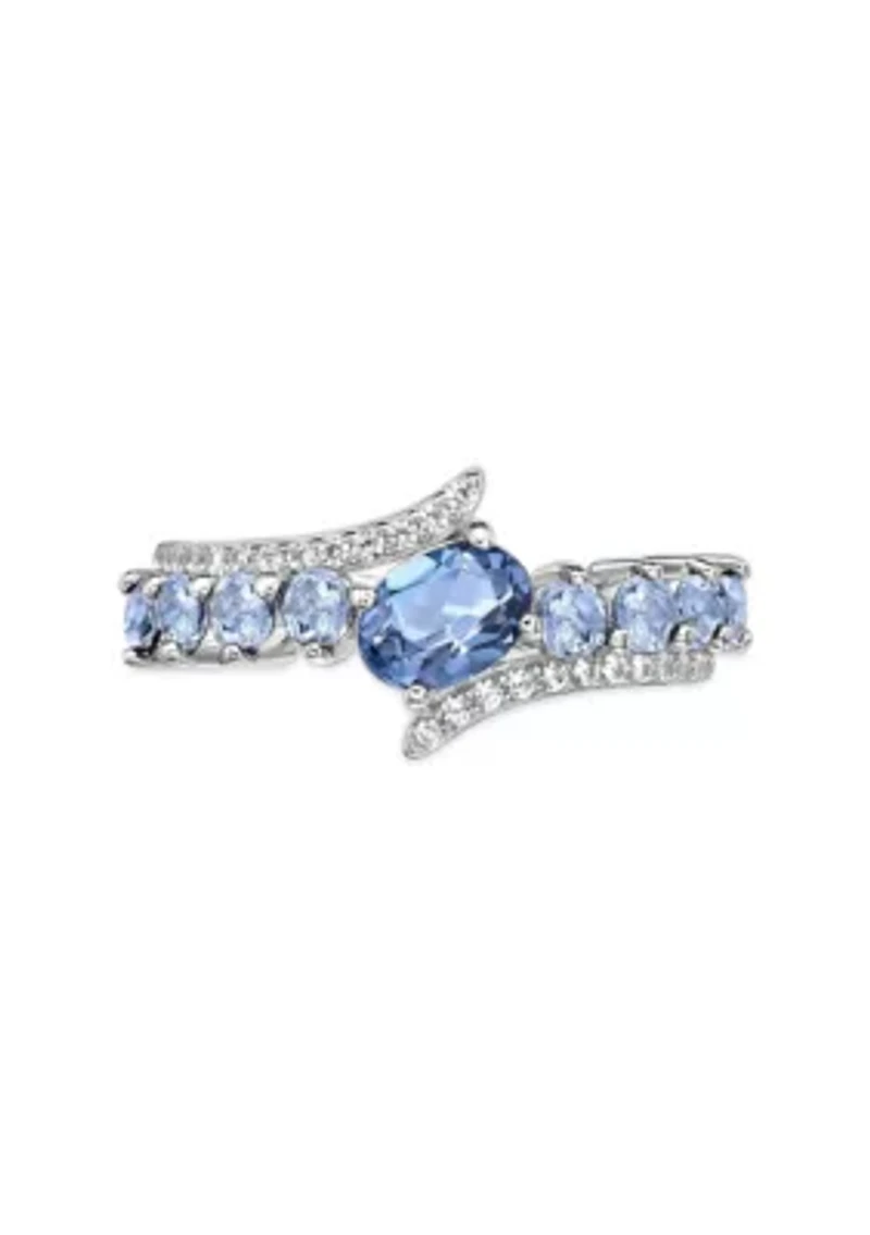 1 ct. t.w. Blue Topaz and White Ring Sterling Silver
