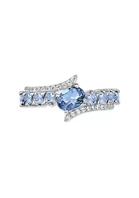 1 ct. t.w. Blue Topaz and White Ring Sterling Silver