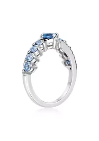 1 ct. t.w. Blue Topaz and White Ring Sterling Silver