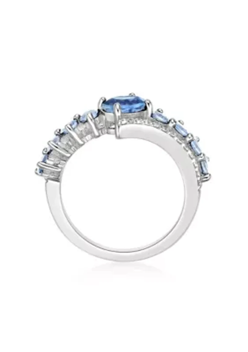 1 ct. t.w. Blue Topaz and White Ring Sterling Silver