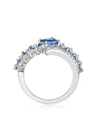 1 ct. t.w. Blue Topaz and White Ring Sterling Silver