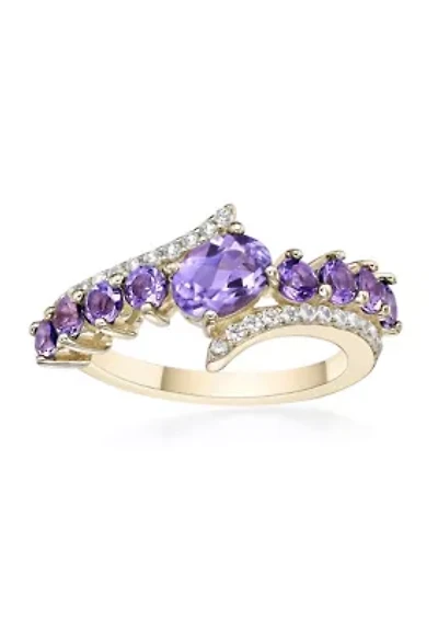7/8 ct. t.w. Amethyst and White Topaz Ring 2 Micron Gold Plated Sterling Silver