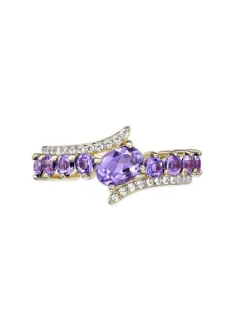 7/8 ct. t.w. Amethyst and White Topaz Ring 2 Micron Gold Plated Sterling Silver