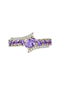 7/8 ct. t.w. Amethyst and White Topaz Ring 2 Micron Gold Plated Sterling Silver