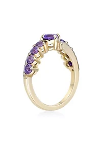 7/8 ct. t.w. Amethyst and White Topaz Ring 2 Micron Gold Plated Sterling Silver