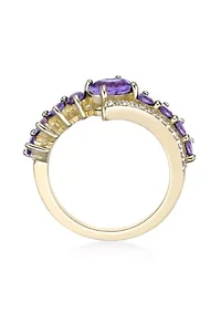 7/8 ct. t.w. Amethyst and White Topaz Ring 2 Micron Gold Plated Sterling Silver