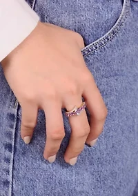 7/8 ct. t.w. Amethyst and White Topaz Ring 2 Micron Gold Plated Sterling Silver