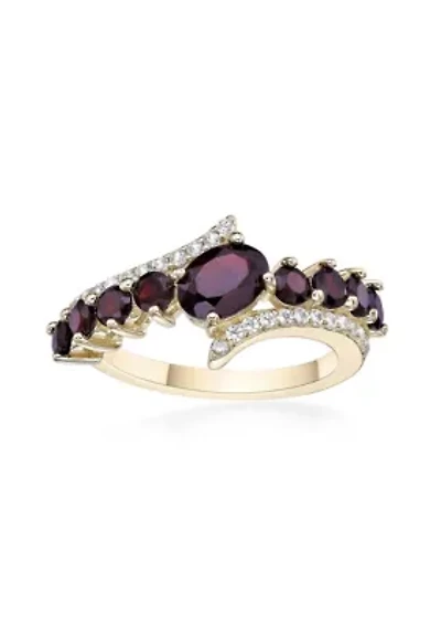 1 ct. t.w. Garnet and White Topaz Ring 2 Micron Gold Plated Sterling Silver