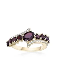 1 ct. t.w. Garnet and White Topaz Ring 2 Micron Gold Plated Sterling Silver