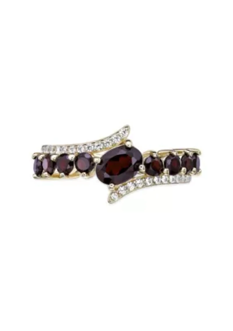 1 ct. t.w. Garnet and White Topaz Ring 2 Micron Gold Plated Sterling Silver