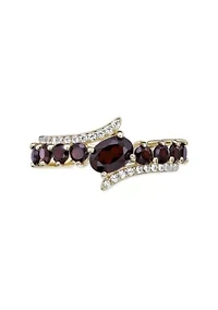 1 ct. t.w. Garnet and White Topaz Ring 2 Micron Gold Plated Sterling Silver