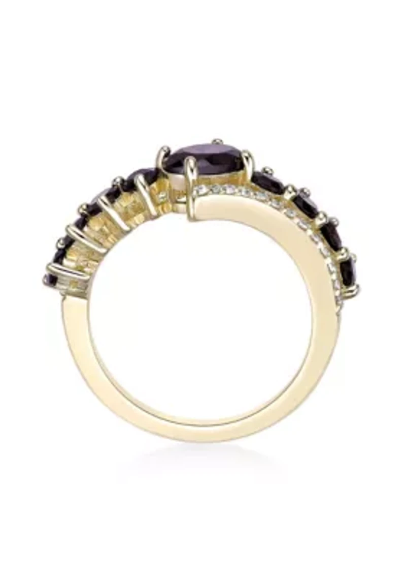 1 ct. t.w. Garnet and White Topaz Ring 2 Micron Gold Plated Sterling Silver