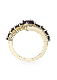1 ct. t.w. Garnet and White Topaz Ring 2 Micron Gold Plated Sterling Silver