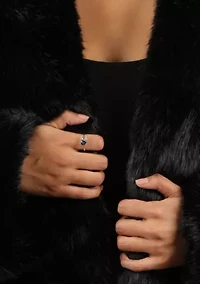 Lab Created 3/4 ct. t.w. Created Blue Sapphire and Created White Sapphire Ring in Sterling Silver