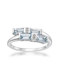 1 ct. t.w. Aquamarine and 7/8 White Topaz Ring Sterling Silver