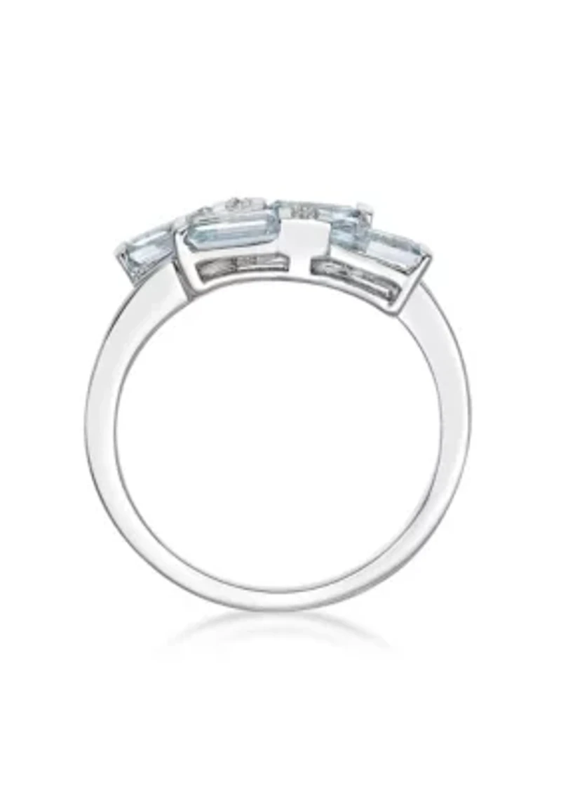 1 ct. t.w. Aquamarine and 7/8 White Topaz Ring Sterling Silver